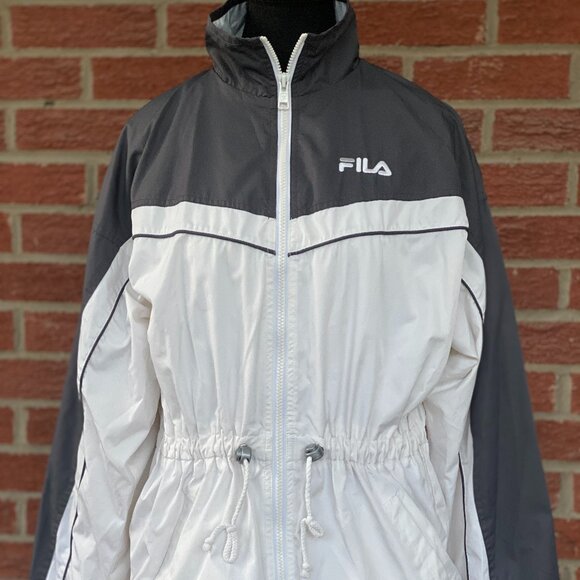 Fila White & Gray Colorblock Windbreaker Jacket | Women’s Small - Picture 2 of 13